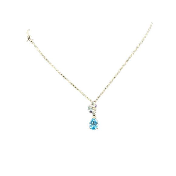 P⭐️M GENUINE SWISS BLUE AND SKY BLUE TOPAZ PENDANT NECKLACE 925 - Picture 13 of 16
